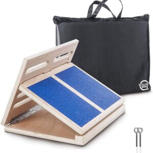 Professional Slant Board for Calf Stretching - Adjustable Wooden Incline Board - Increase Flexibility, Mobility, Pain Relief - Anti-Slip Design - Achilles - Fascia Stretcher -...
