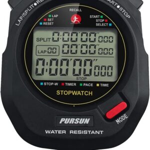 Professional Stopwatch Timer for Sports 100 Lap Stopwatch Digital Sports Stopwatch with Countdown Timer 100 Lap Memory 0.001 Second Timing Water Resistant, Black
