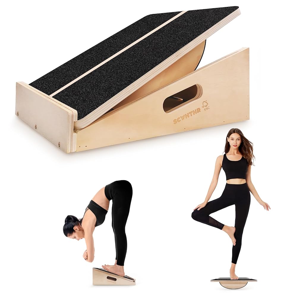 Professional Wooden Slant Board - Balance Board & Squats Calf Stretcher 2 in 1 Adjustable Incline Stretch Wedge Physical Therapy Slant Boards for Calf Ankle and Foot… Professional Wooden Slant Board - Balance Board & Squats Calf Stretcher 2 in 1 Adjustable Incline Stretch Wedge Physical Therapy Slant Boards for Calf Ankle and Foot…