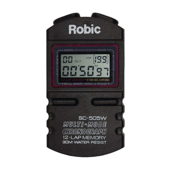 Robic Twelve Memory Chrono Stopwatch with Auto Lap-Counter and Up To 5th Place Times, Black (18140)