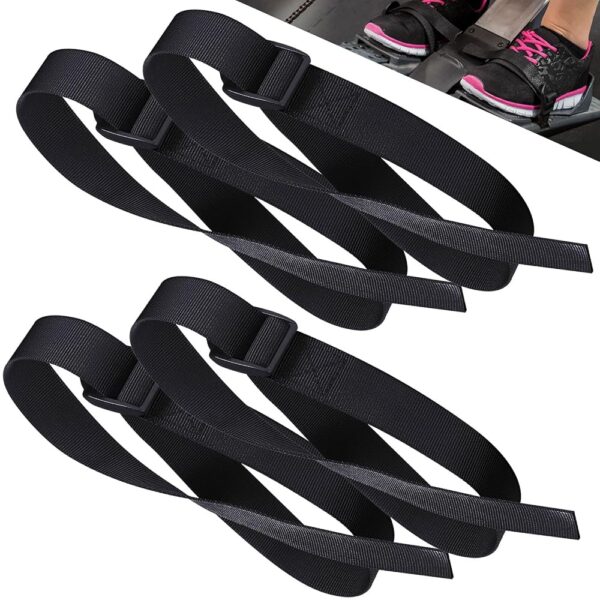 Rowing Machine Adjustable Foot Straps Compatible with Concept 2 Rower Fitness, 4 Pack Rowing Machine Replacement Foot Straps Reusable Straps