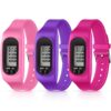 Silicone Fitness Tracker Watch 3 Pcs Walking Running Pedometer Calorie Burning and Step Counting Bracelet Steps Pedometer Watch for Walking Men Women Kids