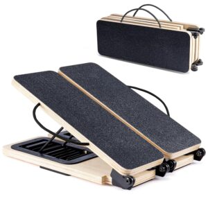 Slant Board for Calf Stretching, Foldable Wooden Slant Board, 9 Adjustable Incline Board and Calf Stretcher for Knees Ankle Heel Feet Leg