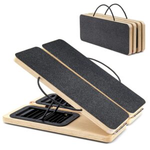 Slant Board for Calf Stretching, Foldable Wooden Slant Board, Portable Design of bag shape, 9 Adjustable Incline Board and Calf Stretcher for Knees Ankle Heel Feet Leg