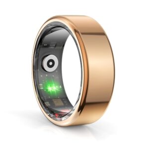 Smart Ring Fitness Tracker Health Heart Rate, Oximetry, Sleep, Exercise Monitoring, Compatible with iOS and Android (Rose Gold) (11#)