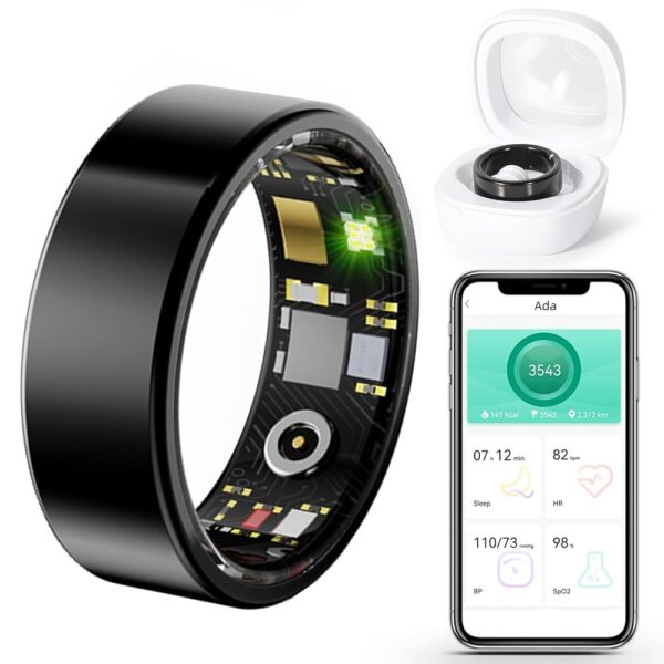 Smart Ring Fitness Tracker Ring for Men Women - Health Sleep Heart Rate Blood Oxygen Blood Pressure Tracker, IP68, Compatible with iOS & Android, Remote Photograph, Utra Battery...