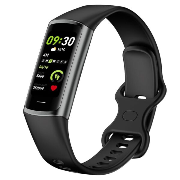 Smart Sports Bracelet, Health Monitor, Fitness Tracker, Activity Tracker with Heart Rate, Sleep Quality Monitoring, Oxygen Blood Pressure Pedometer, IP67 Waterproof (Black)