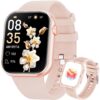 Smart Watch for Women（Complimentary Protector Case/Sporty Band）𝟐𝟎𝟐𝟒 𝐔𝐩𝐠𝐫𝐚𝐝 Call and Notifications 1.85 inch Fitness Tracker Pedometer/Heart Rate/Sleep Monitor,Smartwatch for...