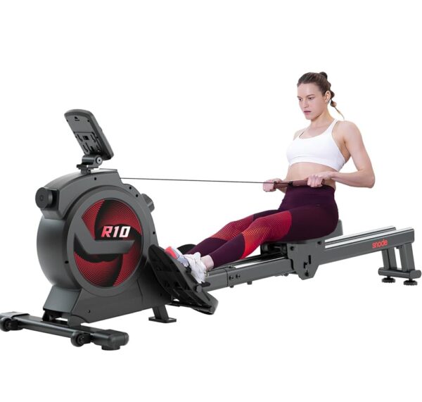 SNODE Rowing Machine for Home Use, Rower with LCD Monitor, Ergonomic Seat, Dual Rail, HIgh Weight Capacity