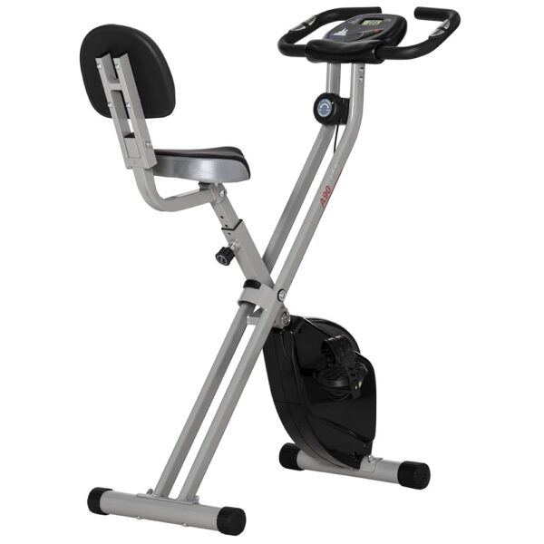 Soozier Foldable Upright Training Exercise Bike Indoor Stationary X Bike with 8 Levels of Magnetic Resistance for Aerobic Exercise