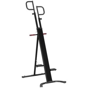 Soozier Foldable Vertical Climber Exercise Machine, Height Adjustable Climbing Machine, Stair Stepper with LCD Monitor and Transport Wheels for Full Body Workout, Black