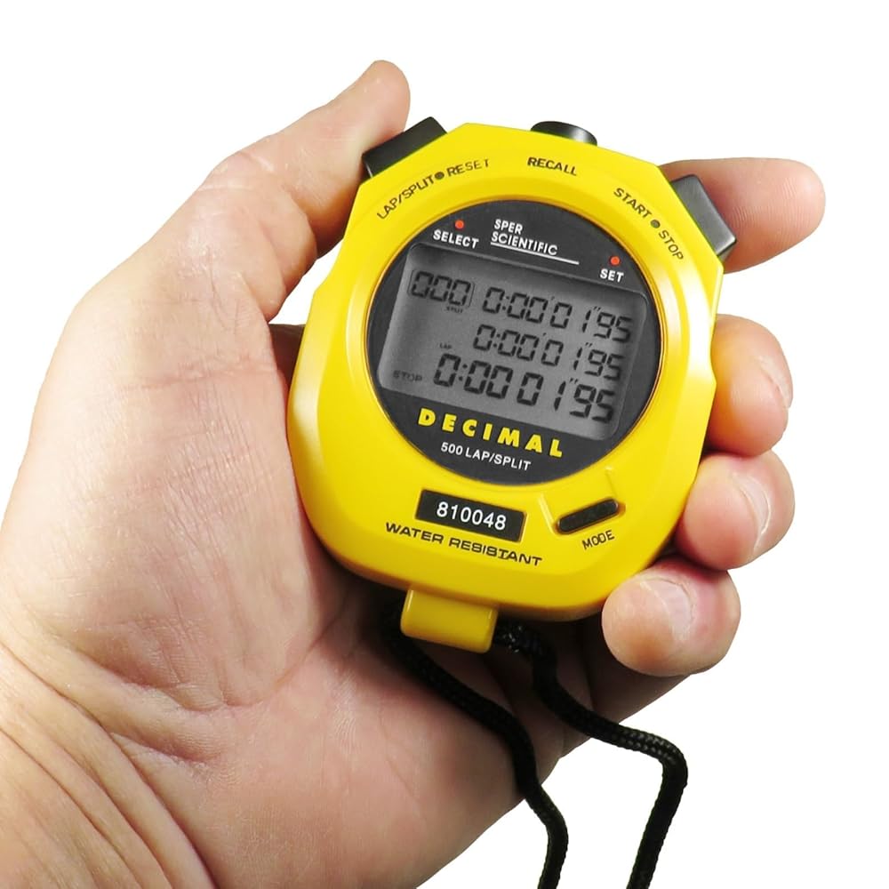 Sper Scientific Stopwatch, Water Resistant, Decimal Display and Multi-Split Stop Watch Timer for Sports, Coaches, Industrial Workers, and Trainers Sper Scientific Stopwatch, Water Resistant, Decimal Display and Multi-Split Stop Watch Timer for Sports, Coaches, Industrial Workers, and Trainers