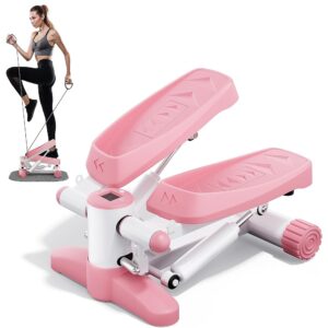 Stair Stepper for Exercises, Portable Mini Steppers with Resistance Band, 330LB Weight Capacity, Non-Slip Mat, LCD Calories Display, Aerobic Fitness Stepper for Home Workout
