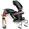 Stair Stepper with Resistance Bands - Twist Stepper Machine with LCD Display, Anti Slip Pedals - Hip Butt Leg Workout Equipment for Women & Men, Cardio Steppers for Exercise at...