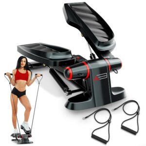 Stair Stepper with Resistance Bands - Twist Stepper Machine with LCD Display, Anti Slip Pedals - Hip Butt Leg Workout Equipment for Women & Men, Cardio Steppers for Exercise at...
