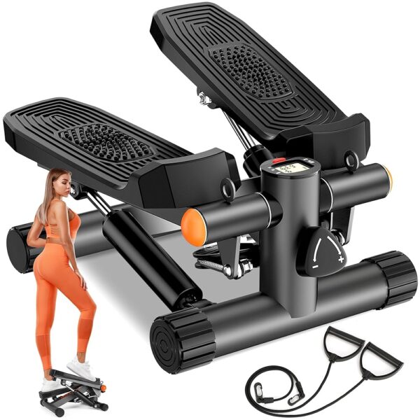 Stair Steppers for Excercise at Home, Mini Stepper with Resistance Bands & LCD Monitor, Hydraulic Fitness Stepper Machine with 330LBS Weight Capacity, Stair Stepper for Home...