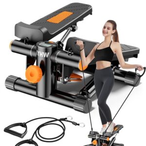 Stair Steppers for Exercise at Home, Mini Stepper with Resistance Band, 330LBS Loading Capacity, Hydraulic Fitness Stepper Exercise Equipment，Stepper Machine with LED Monitor...