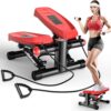 Steppers for Exercise at Home, Air-Powered Mini Steppers with Resistance Bands for Home Fitness, 330LBS Loading Capacity, Super Quiet Stair Steppers with LCD Monitor