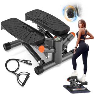 Steppers for Exercise at Home, Mini Stair Stepper with Resistance Bands,Adjustable Height Twist Stepper with 350lbs Loading Capacity, Exercise Equipment for Full Body Workout...
