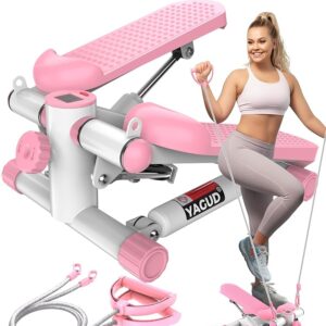 Steppers for Exercise at Home, Mini Stair Stepper with Resistance Bands, Portable Under Desk Stepper Workout Step Machine 300 lbs Weight Capacity
