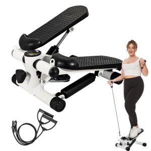Steppers for Exercise at Home, Mini Stepper 330lb Weight Capacity Stepper, Height Adjustable Mini Stepper with Resistance Band, Pneumatic Stepper with Resistance Ultra Quiet