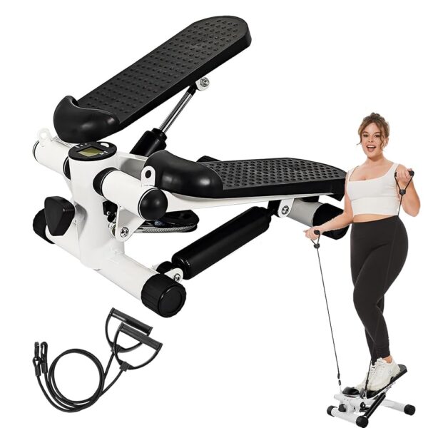 Steppers for Exercise at Home, Mini Stepper 330lb Weight Capacity Stepper, Height Adjustable Mini Stepper with Resistance Band, Pneumatic Stepper with Resistance Ultra Quiet