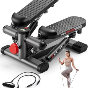 Steppers for Exercise at Home,Mini Stepper with Exercise Equipment for Home Workouts,Hydraulic Fitness Stair Stepper with Resistance Band & Calories Count 350lbs Weight Capacity