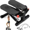 Steppers for Exercise at Home, Mini Stepper with Resistance Bands, Air-Powered Stair Stepper with 350lbs Loading Capacity,Twist Stepper Portable Exercise Equipment for Full Body...