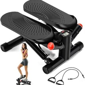 Steppers for Exercise at Home, Mini Stepper with Resistance Bands, Air-Powered Stair Stepper with 350lbs Loading Capacity,Twist Stepper Portable Exercise Equipment for Full Body...