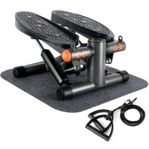 Steppers for Exercise at Home, Mini Stepper with Resistance Bands, 350 LBs Stair Steppers with Anti Slip Mat, Hydraulic Fitness Stepper for Home Office
