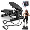 Steppers for Exercise at Home, Mini Stepper with Resistance Bands Full Body Workout Adjustable Heigh Stair Stepper for Home Twist Stepper with 350lbs Loadingt Capacity (with Mat)