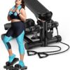 Steppers for Exercise at Home, Mini Stepper with Resistance Bands, Portable Stair Stepper 330LBS Weight Capacity, Adjustable Height Stepper Machine with LED Monitor for Full...