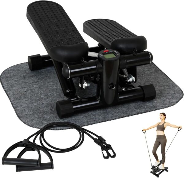 Steppers for Exercise at Home, Mini Stepper with Resistance Bands, Stair Stepper for Home, Stepper Exercise Machine, Compact Stepper Workout Equipment