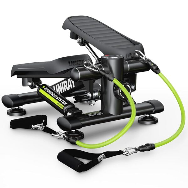 Steppers for Exercise at Home, Mini Stepper with Resistance Bands, Stair Stepper for Home Workout with 350LBS Capacity, Stepper Machine Hydraulic Cardio Equipment with LCD Monitor