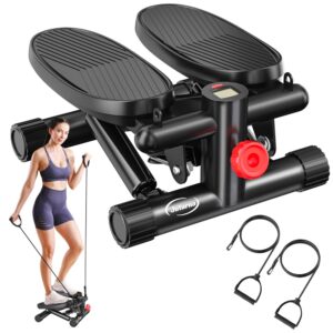 Steppers for Exercise at Home, Stair Stepper with Resistance Bands for Home Fitness, Mini Stepper with 330LBS Loading Capacity, Stair Stepper for Home with LCD Monitor