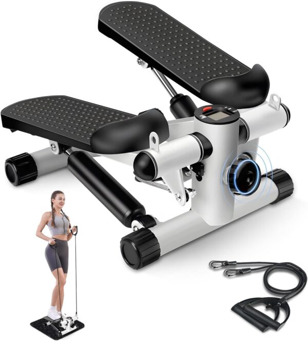 Steppers for Exercise at Home, Stair Stepper with Resistance Bands for Home Fitness, Mini Stepper with 331 LBS Loading Capacity, Stepper Portable Home Workout Exercise Equipment