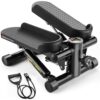 Steppers for Exercise at Home with Extra Large Pedal,Mini Stepper with Resistance Bands,Stair Stepper with 300LBS Loading Capacity,Hydraulic Fitness Stepper with LCD Monitor