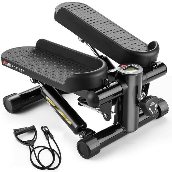 Steppers for Exercise at Home with Extra Large Pedal,Mini Stepper with Resistance Bands,Stair Stepper with 300LBS Loading Capacity,Hydraulic Fitness Stepper with LCD Monitor