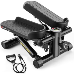 Steppers for Exercise at Home with Extra Large Pedal,Mini Stepper with Resistance Bands,Stair Stepper with 300LBS Loading Capacity,Hydraulic Fitness Stepper with LCD Monitor