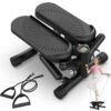 Steppers for Exercise - Mini Stair Stepper Machine with Resistance Bands 330lbs Twist Stepper Portable Exercise Equipment for Full Body Workout, Black