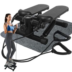 Steppers for Exercise, Mini Stair Under Desk Bike Pedal Exerciser with LCD Monitor & Resistance Bands Carpet