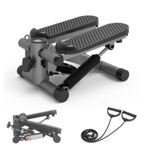 Steppers for Exercise, Stair Stepper with Resistance Bands, Mini Stepper with 300LBS Loading Capacity, Hydraulic Fitness Stepper with LCD Monitor