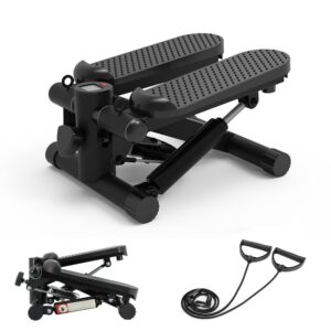 Steppers for Exercise, Stair Stepper with Resistance Bands, Mini Stepper with 300LBS Loading Capacity, Hydraulic Fitness Stepper with LCD Monitor