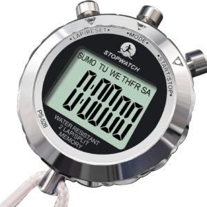 Stopwatch, Metal Stop Watch for Sports 10/100/400 Laps, Stopwatches Timer for Coach Sports Running with 0.01second & 0.001second Timing, Conutdown, Alarm