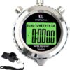 Stopwatch, Metal Stop Watch with Backlight for Sports 10 & 100 Laps Stopwatches Timer for Sports and Competitions
