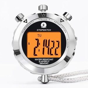 Stopwatch Timer, Digital Stop Watch with 0.01second & 0.001second Timing, Metal 10/100/400 Laps Memory, Rolilink Large dispaly Alarm Clock for Coach Sports Running Marathon