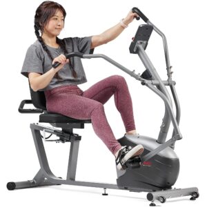 Sunny Health & Fitness Compact Performance Recumbent Bike w/Dual Motion Arm/Leg Exercisers for Senior Home Training w/Quick Adjust Seat & Optional Exclusive Free SunnyFit App...