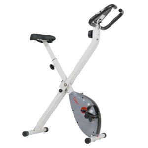 Sunny Health & Fitness Foldable Magnetic Exercise Bike, Portable Compact X-Bike for indoor cycling workout, XL Ultra Cushioned Seat for Comfort, Cardio Training Machine for Home...