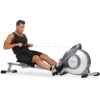 Sunny Health & Fitness Magnetic Rowing Machine with 53.4" Extended Slide Rail, Full-Body Workout, Low-Impact, Ergonomic Full Motion or Premium Water Motion and Optional...