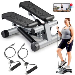 Sunny Health & Fitness Mini Steppers for Exercise at Home, Stair Step Workout Machine with Resistance Bands, Full Body Cardio Equipment, Optional Free SunnyFit App Connection...